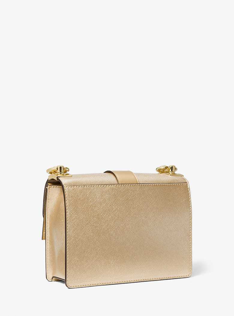 Michael Kors Greenwich Small Metallic Saffiano Leather Pale Gold | SN-MK27199