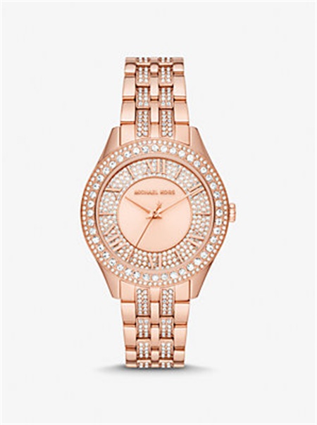 Michael Kors Harlowe Pavé Rose Gold-Tone Watch Rose Gold | SN-MK28441