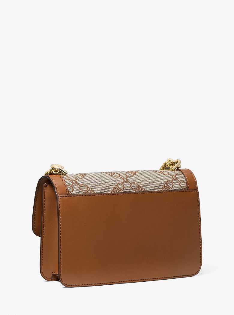 Michael Kors Heather Large Empire Logo Jacquard Natural/Luggage | SN-MK27040