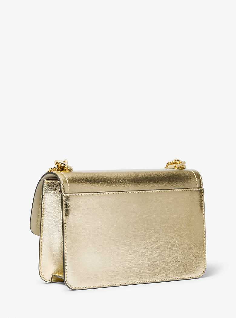 Michael Kors Heather Large Metallic Leather Pale Gold | SN-MK27086