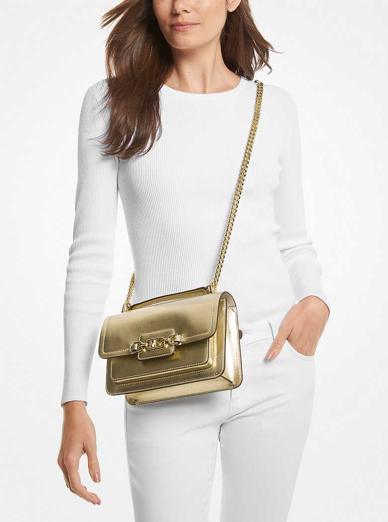 Michael Kors Heather Large Metallic Leather Pale Gold | SN-MK27086