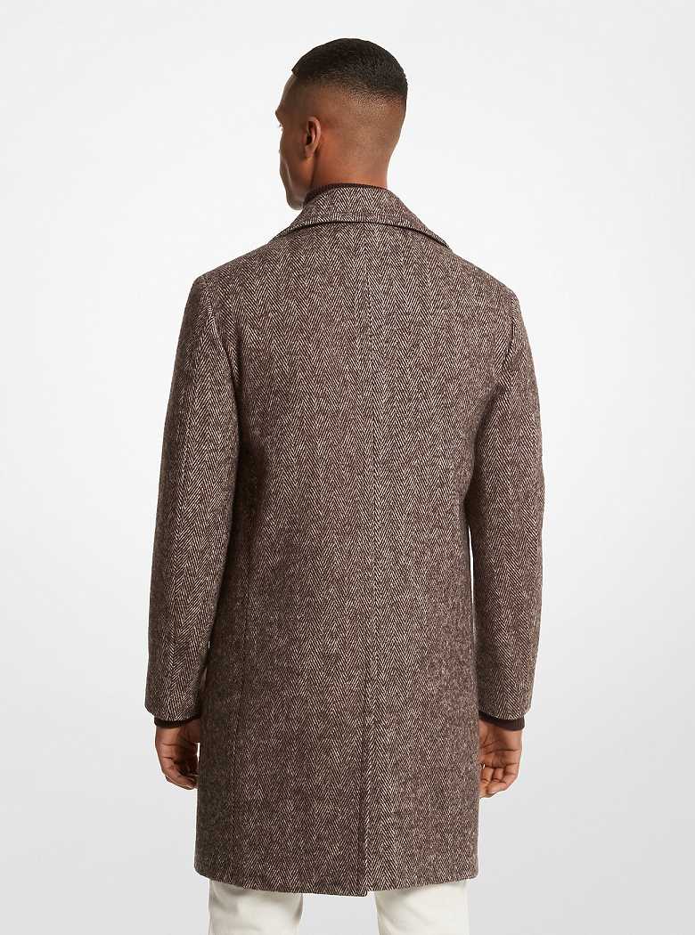 Michael Kors Herringbone Wool Blend Chocolate | SN-MK28072