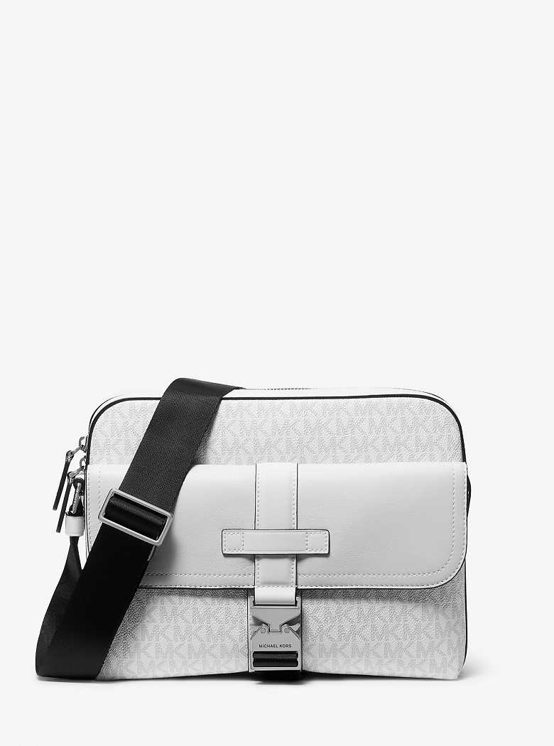 Michael Kors Hudson Signature Logo and Leather Bright Wht | SN-MK28139