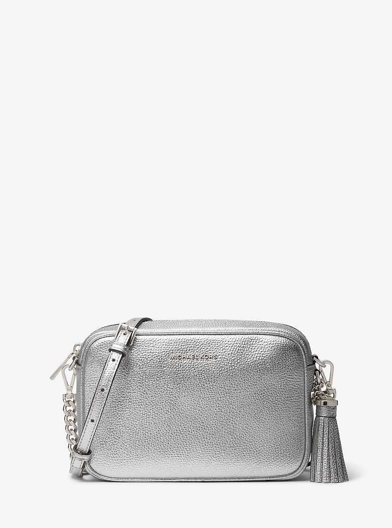 Michael Kors Jet Set Medium Metallic Pebbled Leather Silver | SN-MK27223