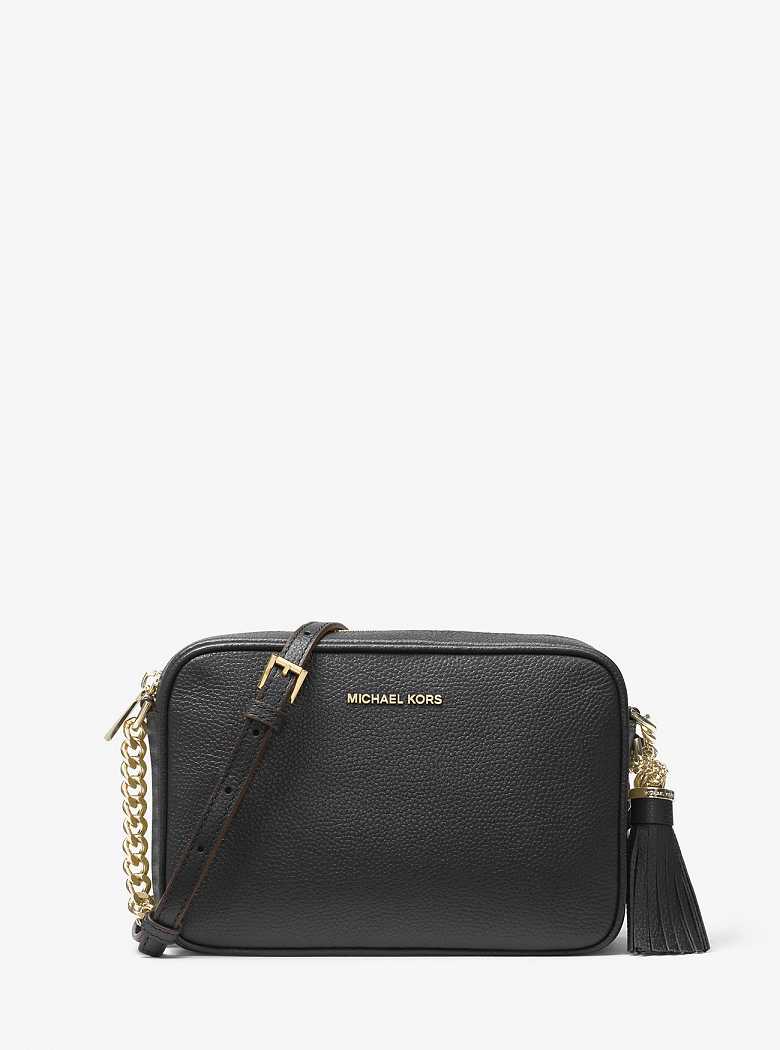 Michael Kors Jet Set Medium Pebbled Leather Black | SN-MK27157