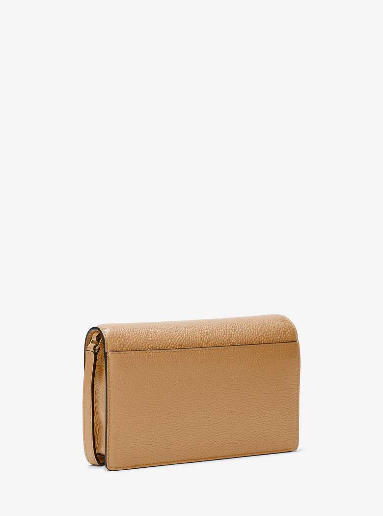 Michael Kors Jet Set Medium Pebbled Leather Front-Flap Camel | SN-MK27178