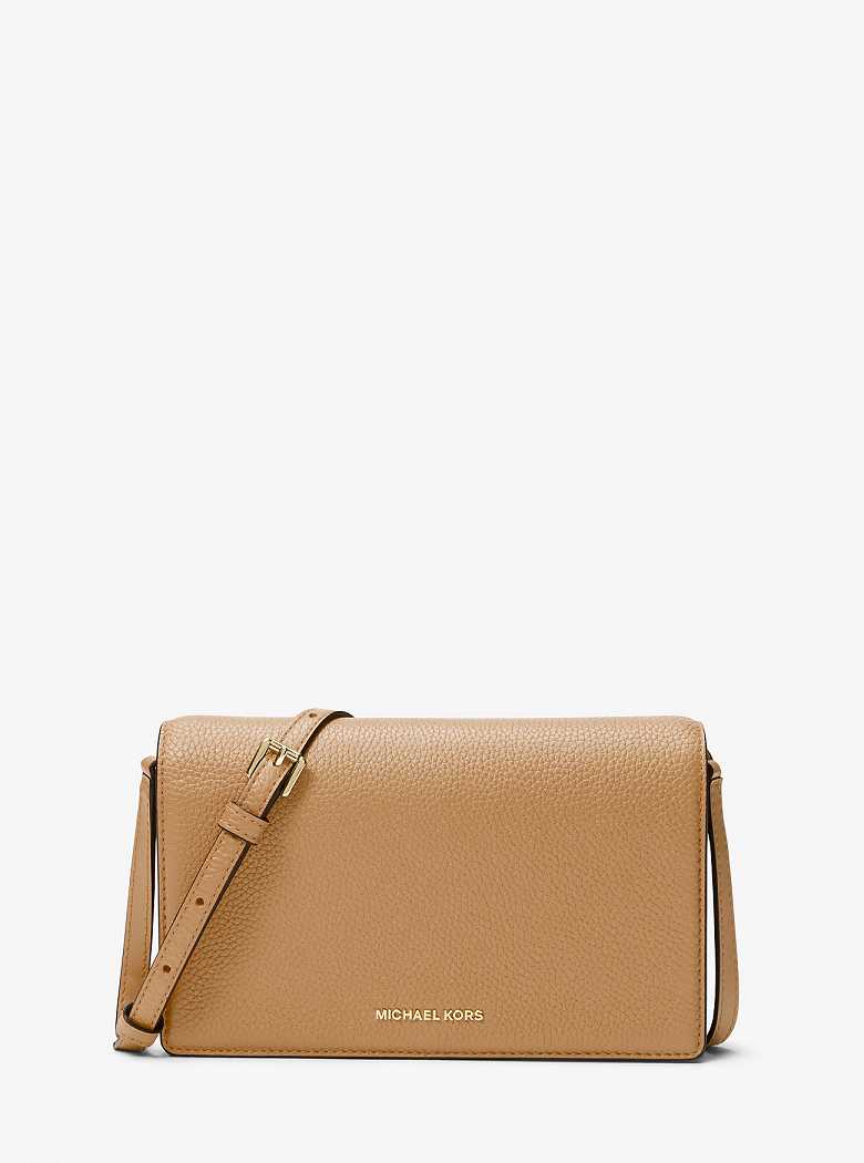 Michael Kors Jet Set Medium Pebbled Leather Front-Flap Camel | SN-MK27178