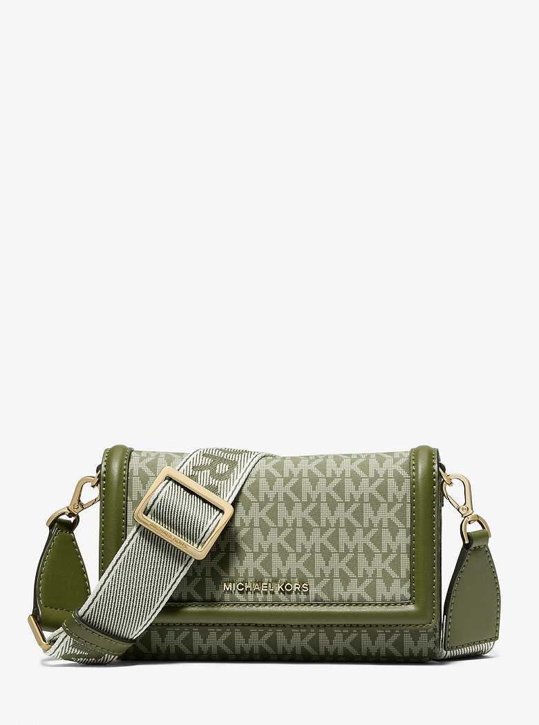 Michael Kors Jet Set Small Logo Print Woven Smokey Olive | SN-MK27207