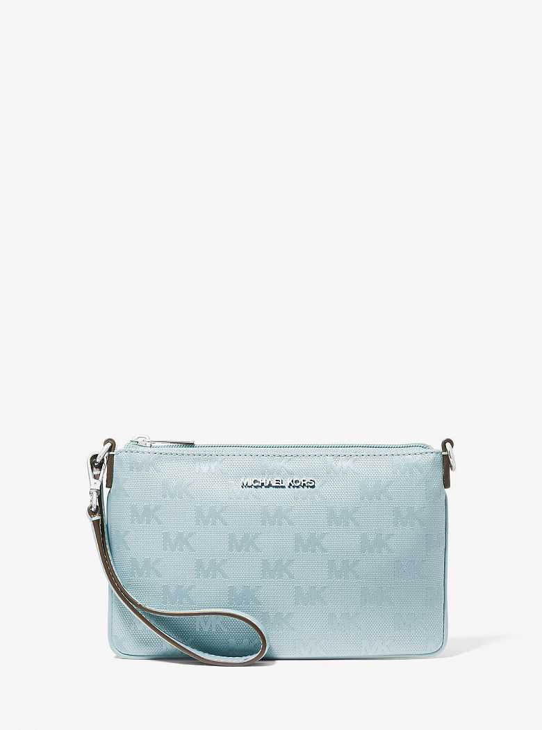 Michael Kors Jet Set Travel Small Woven Logo Nylon Vista Blue | SN-MK27177