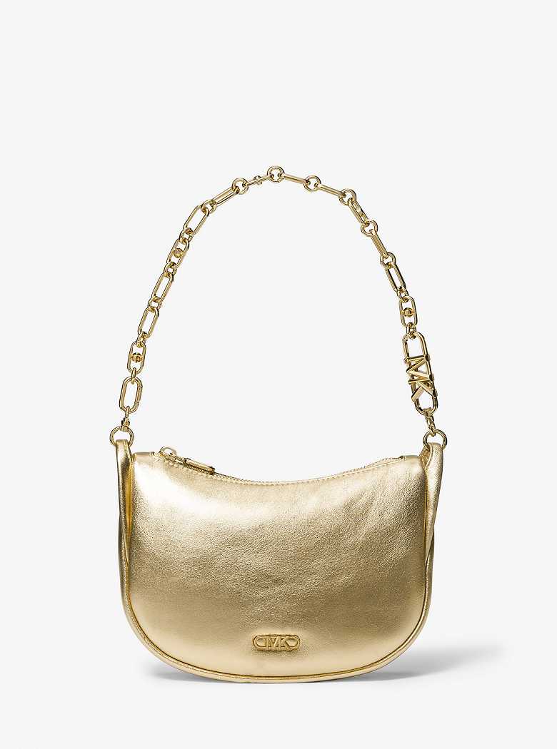 Michael Kors Kendall Small Metallic Leather Pale Gold | SN-MK27100