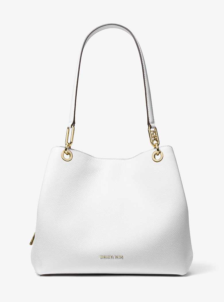 Michael Kors Kensington Large Pebbled Leather Optic White | SN-MK27020