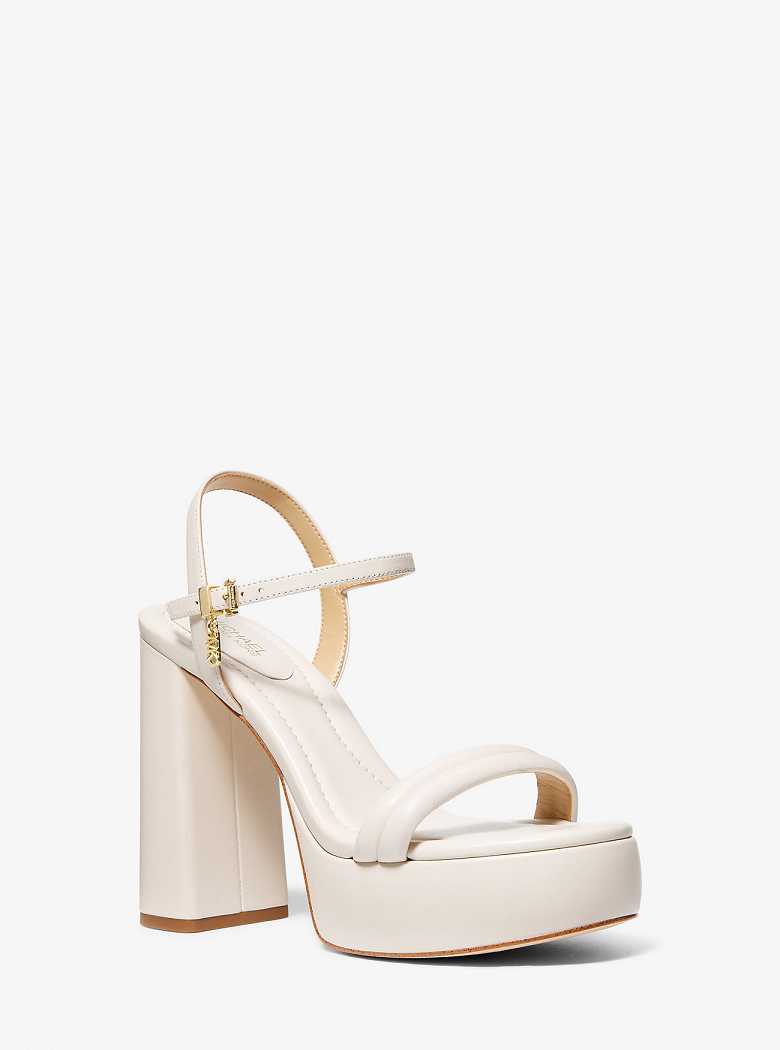 Michael Kors Laci Leather Platform Lt Cream | SN-MK27549