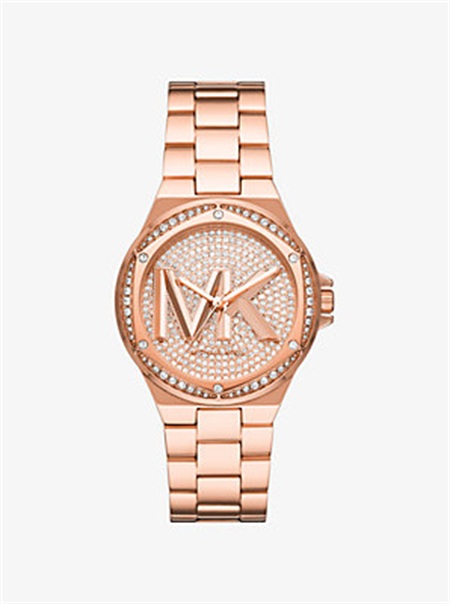 Michael Kors Lennox Pavé Logo Rose Gold-Tone Watch Rose Gold | SN-MK28414