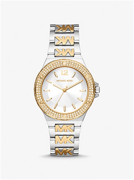 Michael Kors Lennox Pavé Two-Tone Logo Watch Tortoise | SN-MK28343