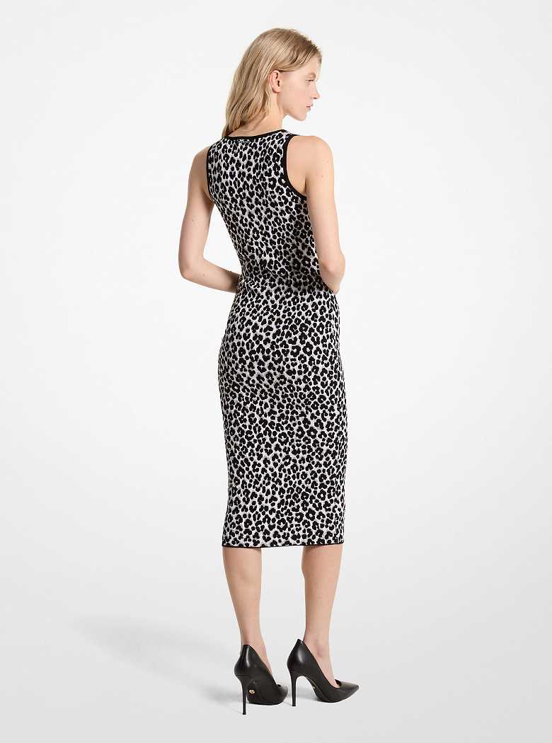 Michael Kors Leopard Jacquard Knit Aluminum | SN-MK26650