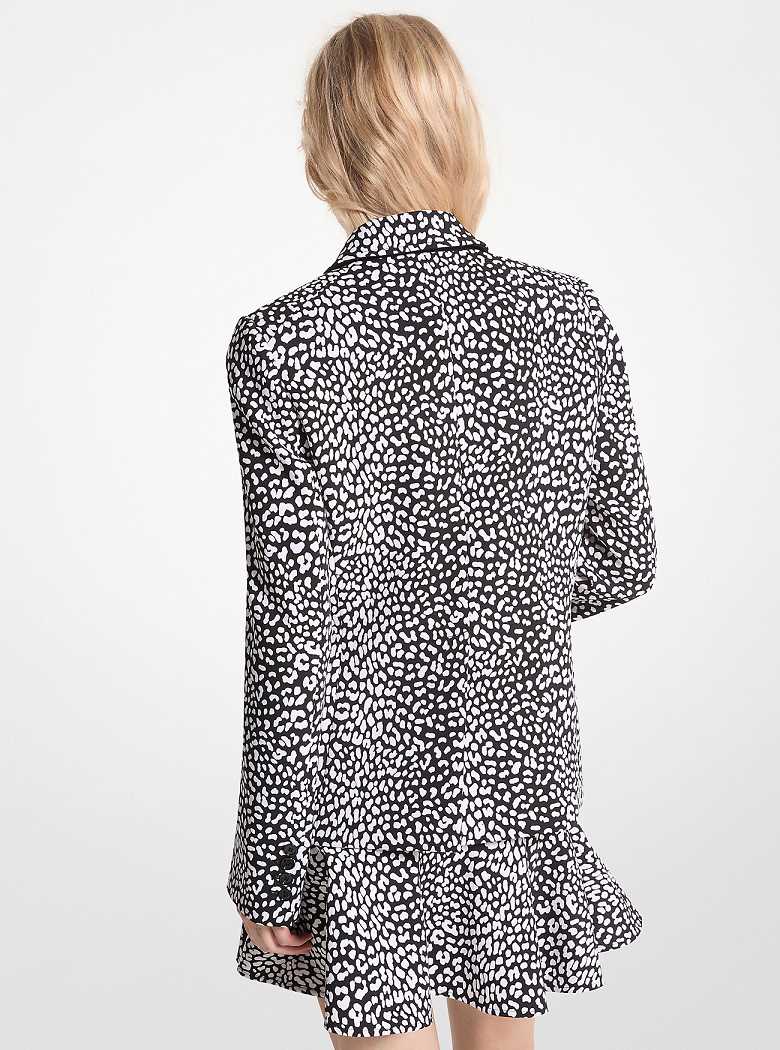 Michael Kors Leopard Print Stretch Crepe Black/White | SN-MK26577