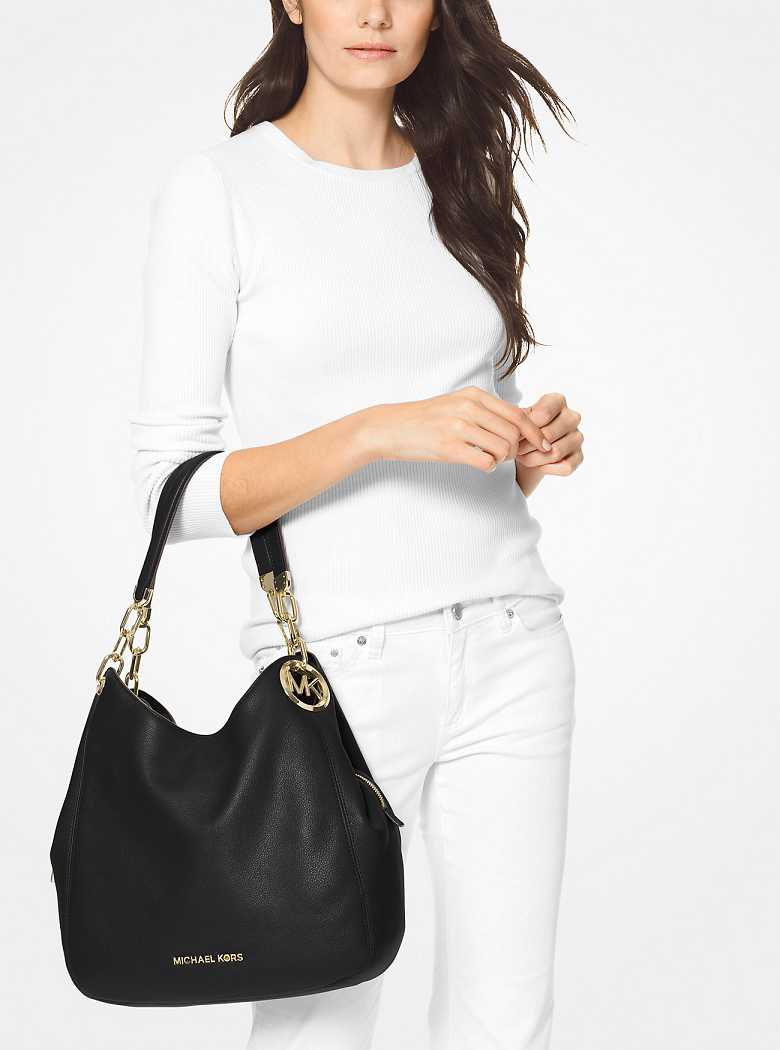 Michael Kors Lillie Large Pebbled Leather Black | SN-MK27095