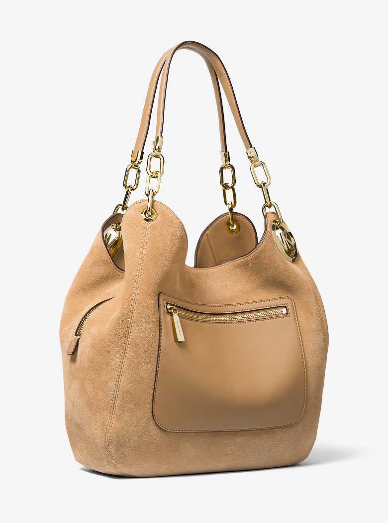 Michael Kors Lillie Large Suede Camel | SN-MK27085