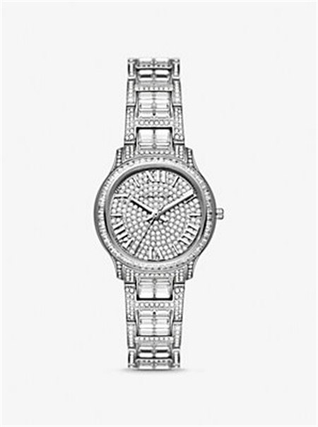 Michael Kors Limited-Edition Mini Sage Pavé Silver-Tone Watch Silver | SN-MK28309