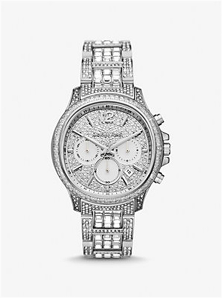 Michael Kors Limited-Edition Oversized Sage Pavé Silver-Tone Watch Silver | SN-MK28310