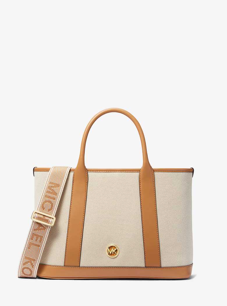 Michael Kors Luisa Medium Cotton Canvas Pale Peanut | SN-MK27351