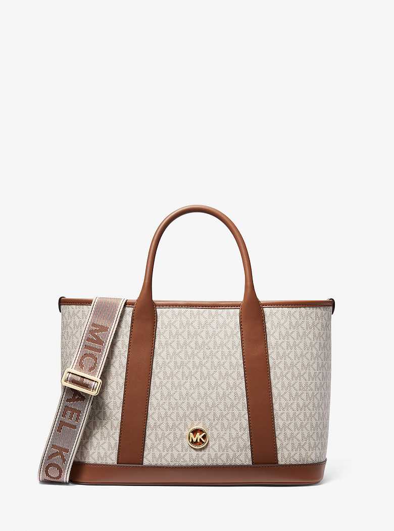 Michael Kors Luisa Medium Signature Logo Vanilla/Luggage | SN-MK27344