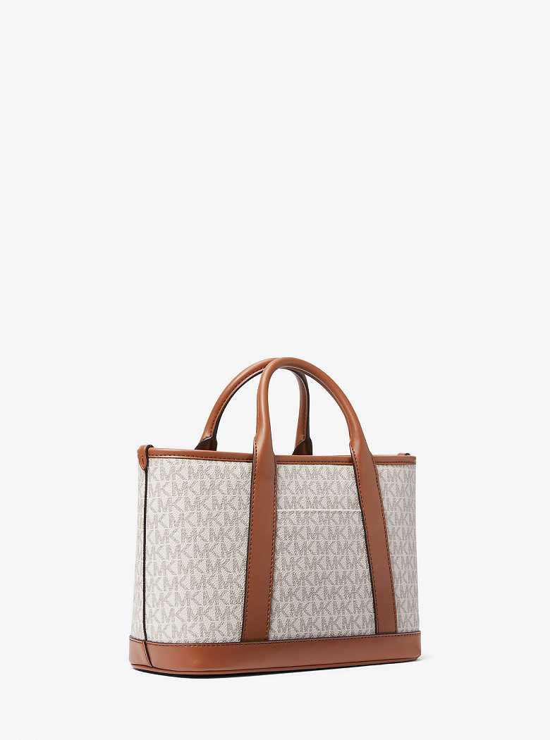 Michael Kors Luisa Small Signature Logo Vanilla/Luggage | SN-MK27352