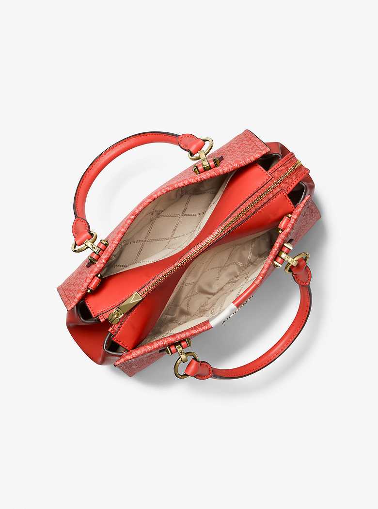 Michael Kors Marilyn Medium Logo Stripe Spiced Coral Multi | SN-MK27324