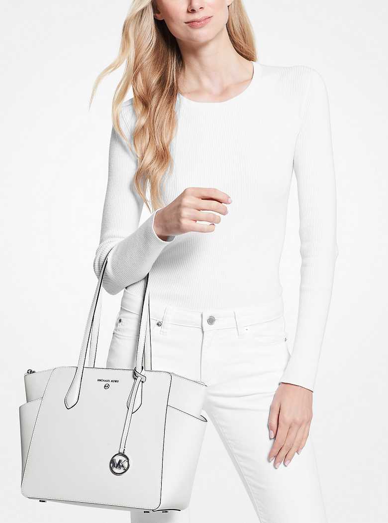 Michael Kors Marilyn Medium Saffiano Leather Optic White | SN-MK26907