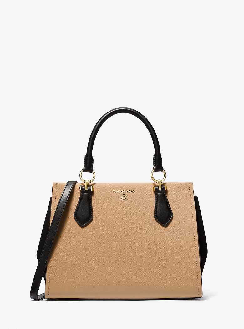 Michael Kors Marilyn Medium Two-Tone Saffiano Leather Black/Camel | SN-MK27365