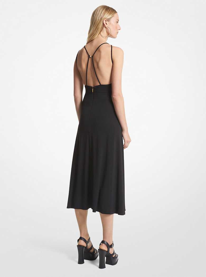 Michael Kors Matte Jersey Cutout Midi Black | SN-MK26693