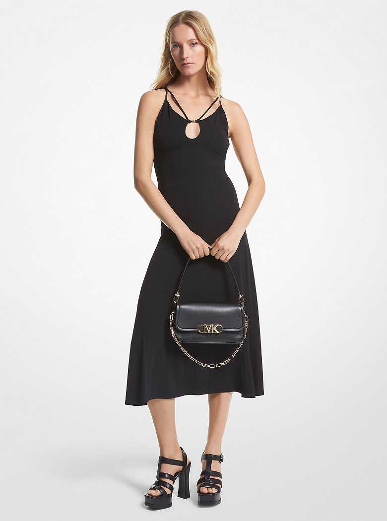 Michael Kors Matte Jersey Cutout Midi Black | SN-MK26693