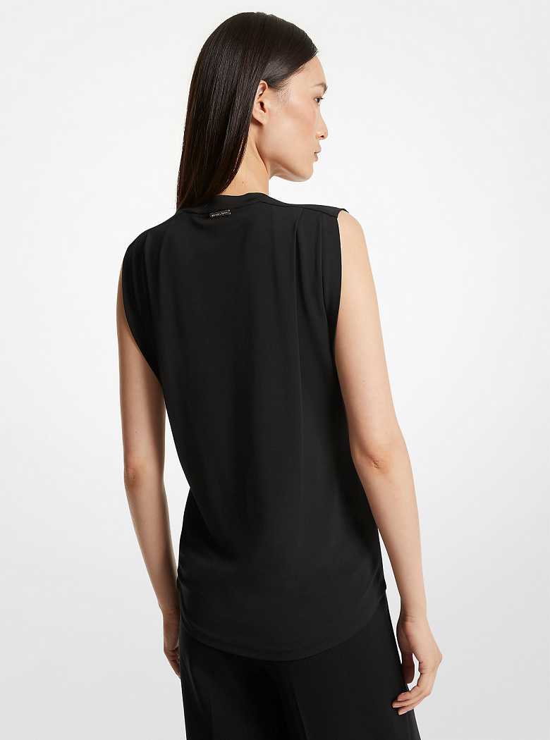 Michael Kors Matte Jersey Sleeveless T-Shirt Black | SN-MK26500