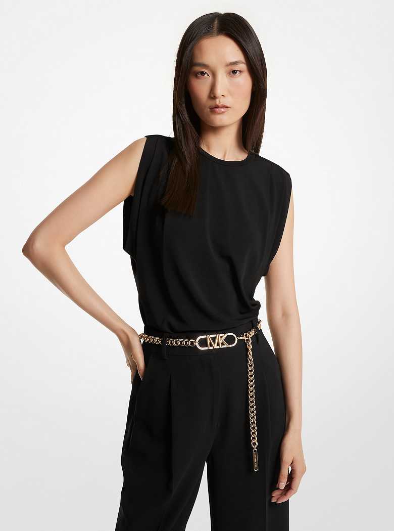 Michael Kors Matte Jersey Sleeveless T-Shirt Black | SN-MK26500