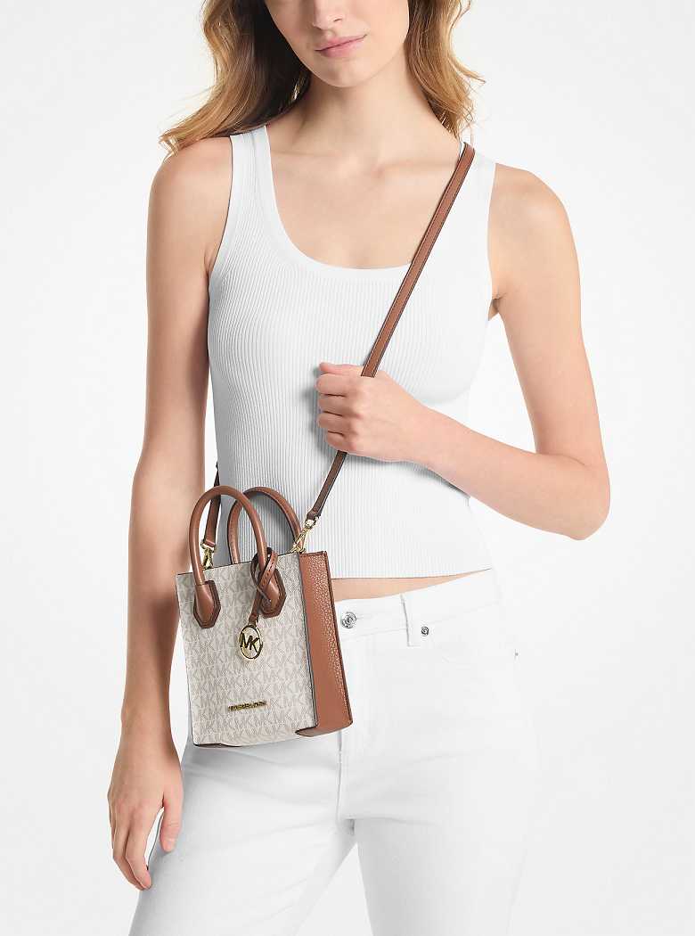 Michael Kors Mercer Extra-Small Logo and Leather Vanilla | SN-MK27151