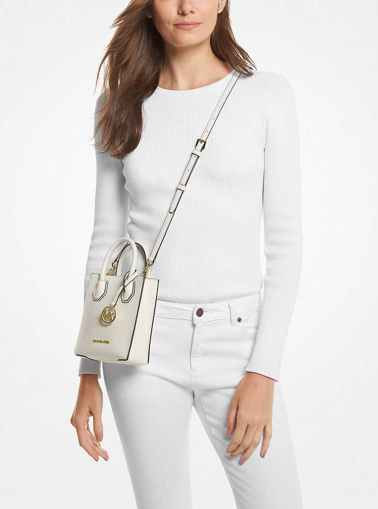 Michael Kors Mercer Extra-Small Pebbled Leather Lt Cream | SN-MK26871