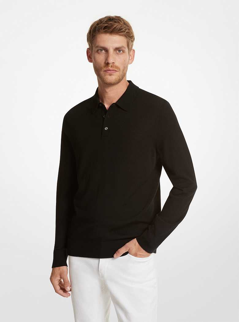 Michael Kors Merino Wool Polo Black | SN-MK28044