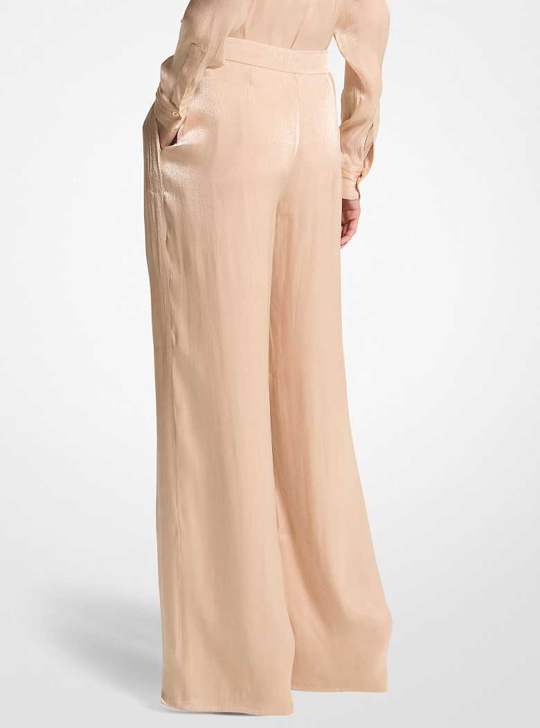 Michael Kors Metallic Crinkled Double Georgette Wide-Leg Buff | SN-MK26546