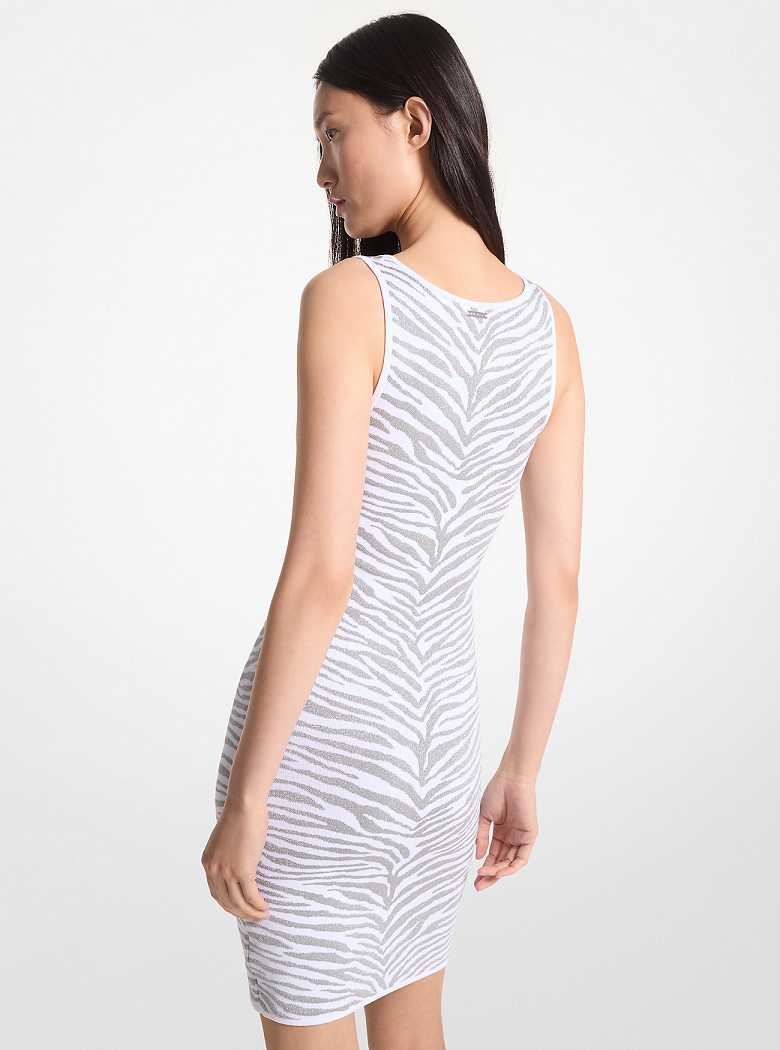 Michael Kors Metallic Zebra Jacquard Tank White/Silver | SN-MK26723