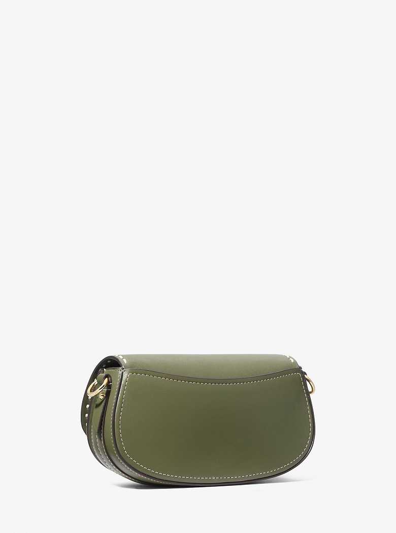 Michael Kors Mila Small Hand-Stitched Leather Smokey Olive | SN-MK27080