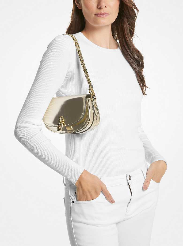 Michael Kors Mila Small Metallic Leather Pale Gold | SN-MK27067