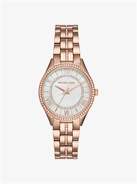 Michael Kors Mini Lauryn Pavé Rose Gold-Tone Watch Rose Gold | SN-MK28438