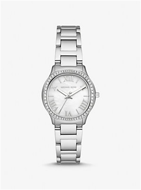 Michael Kors Mini Sage Pavé Silver-Tone Watch Silver | SN-MK28423