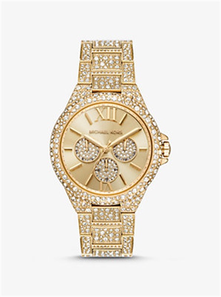 Michael Kors Oversized Camille Pavé Gold-Tone Watch Gold | SN-MK28338