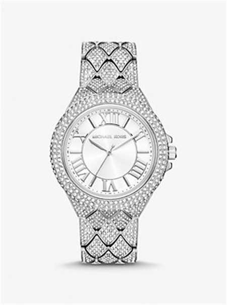 Michael Kors Oversized Camille Pavé Silver-Tone Watch Silver | SN-MK28418