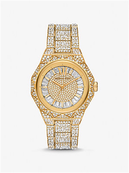 Michael Kors Oversized Raquel Pavé Gold-Tone Watch Gold | SN-MK28431