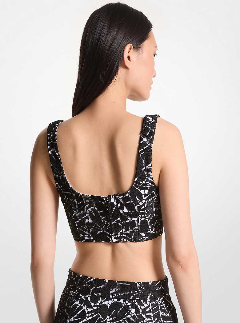 Michael Kors Palm Lace Bralette Top Black | SN-MK26509