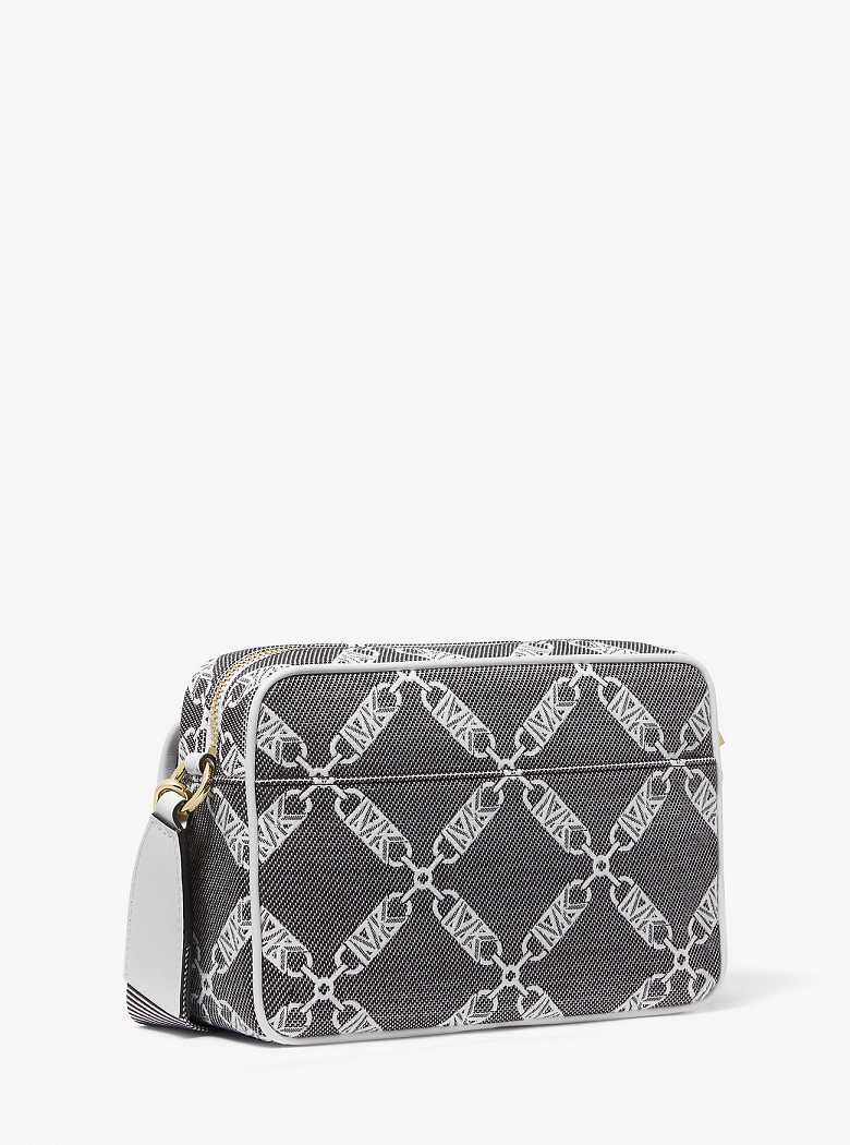 Michael Kors Parker Medium Empire Logo Jacquard Black/White | SN-MK27143