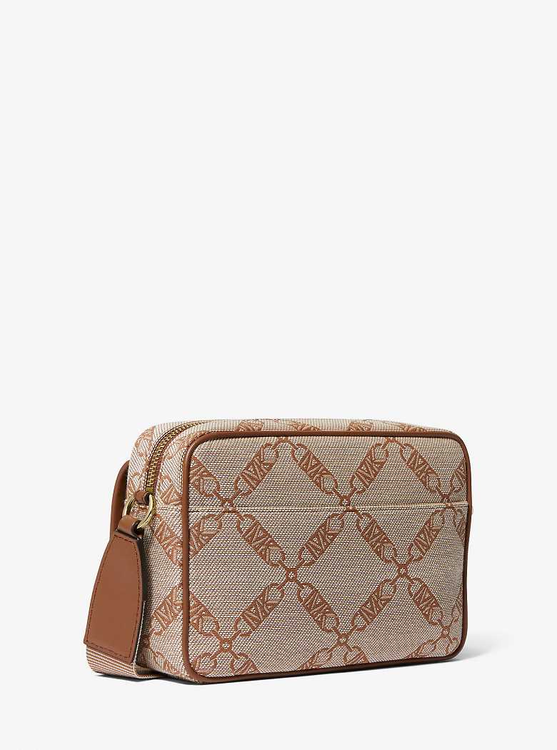 Michael Kors Parker Medium Empire Logo Jacquard Natural/Luggage | SN-MK27147