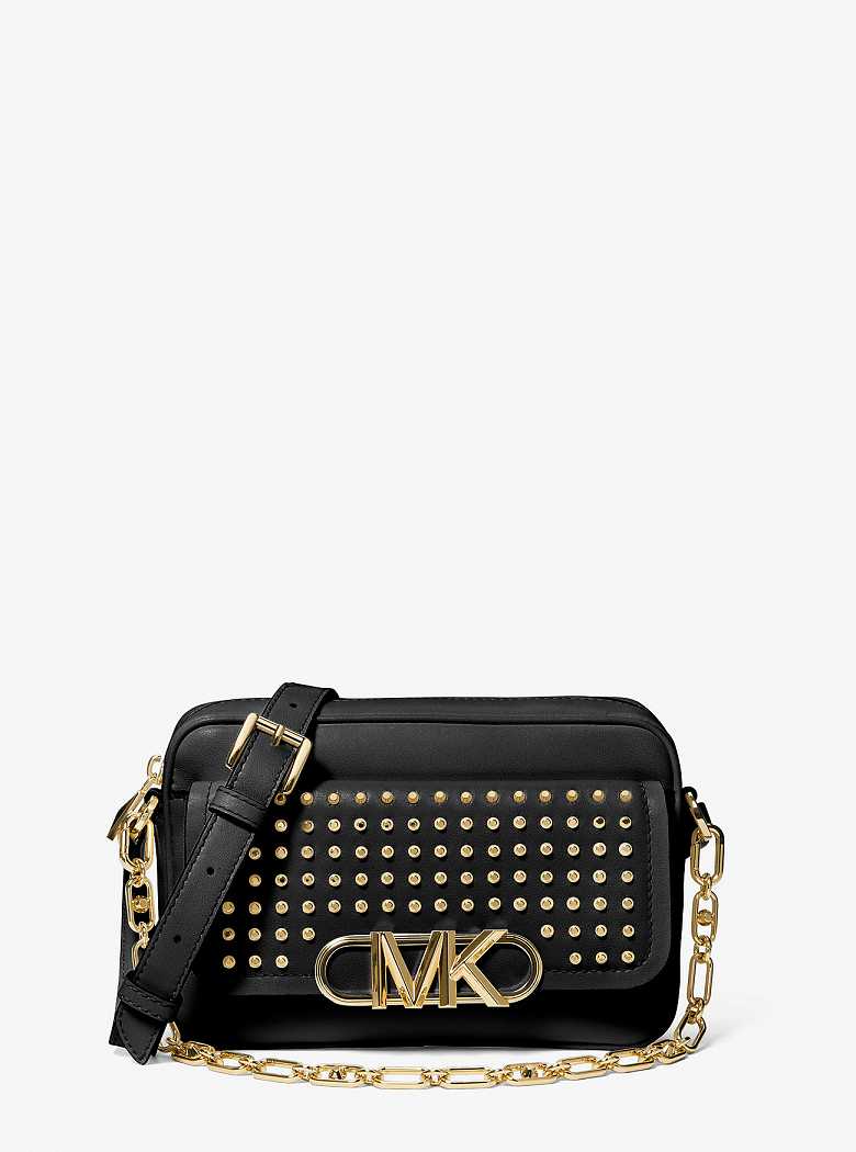 Michael Kors Parker Medium Studded Leather Black | SN-MK27231